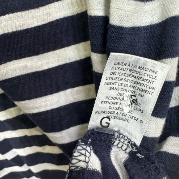 Caslon NEW Striped Cotton Modal V-Neck Pocket Boxy Shirt Top Lightweight White L - Picture 11 of 15